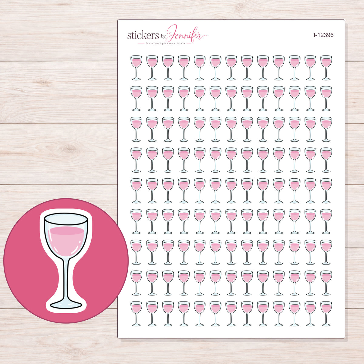 I-12396 planner sticker sheet with enlarged sticker detail