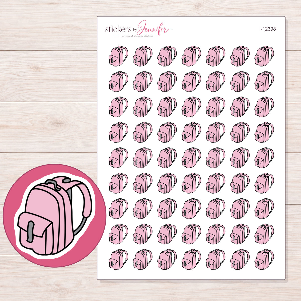 I-12398 planner sticker sheet with enlarged sticker detail