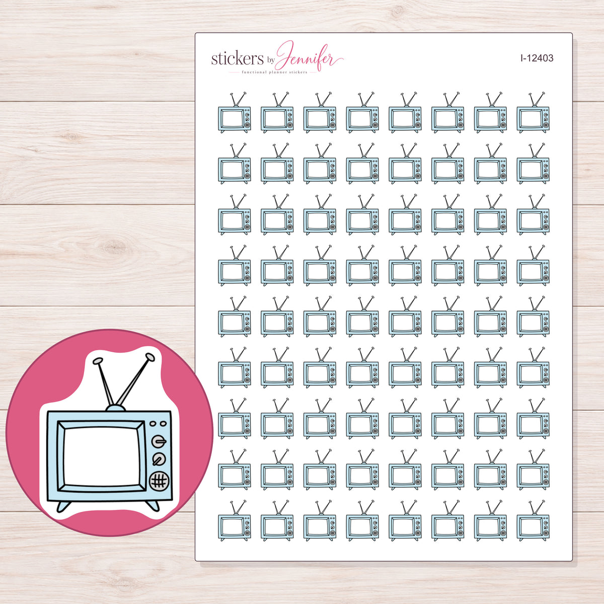 I-12403 planner sticker sheet with enlarged sticker detail