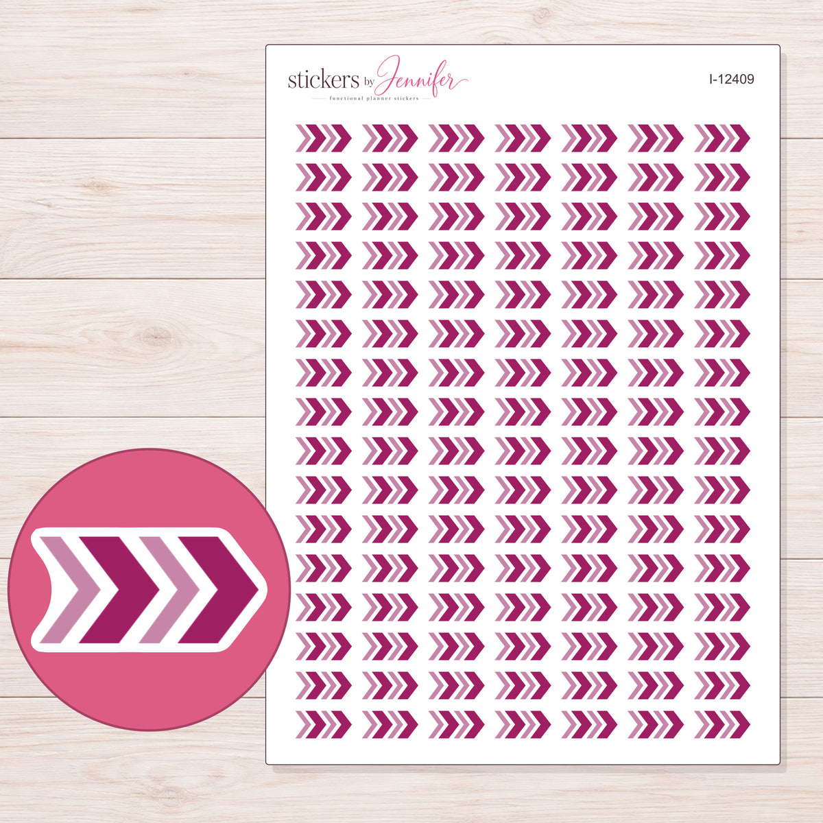 I-12409 planner sticker sheet with enlarged sticker detail