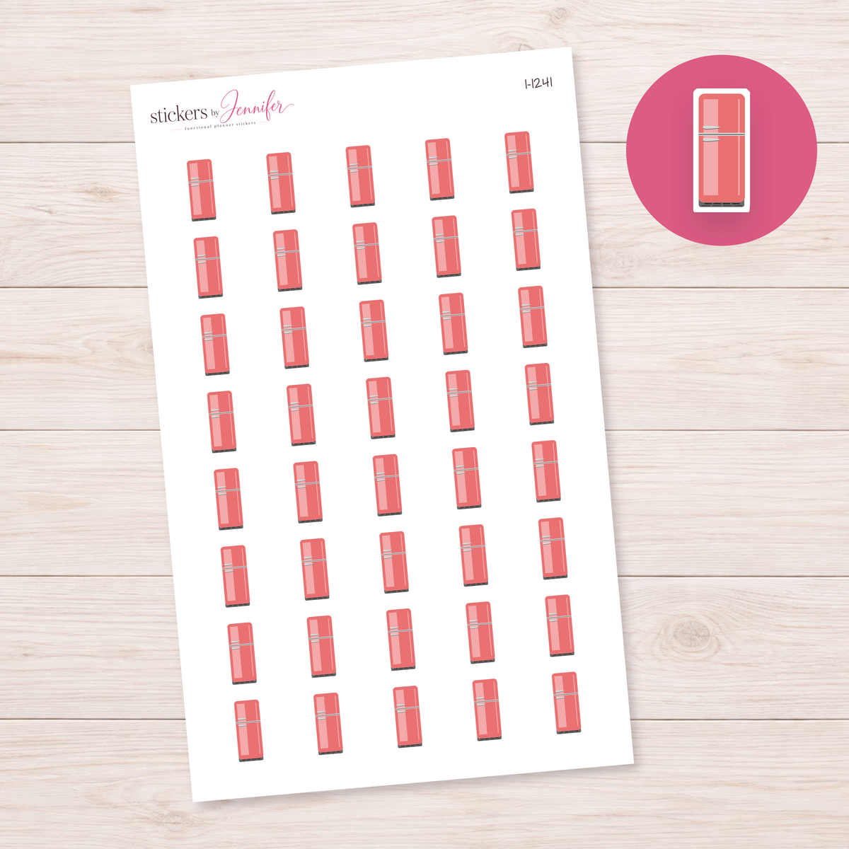 Coral Two-Door Fridge Planner Stickers | I-1241
