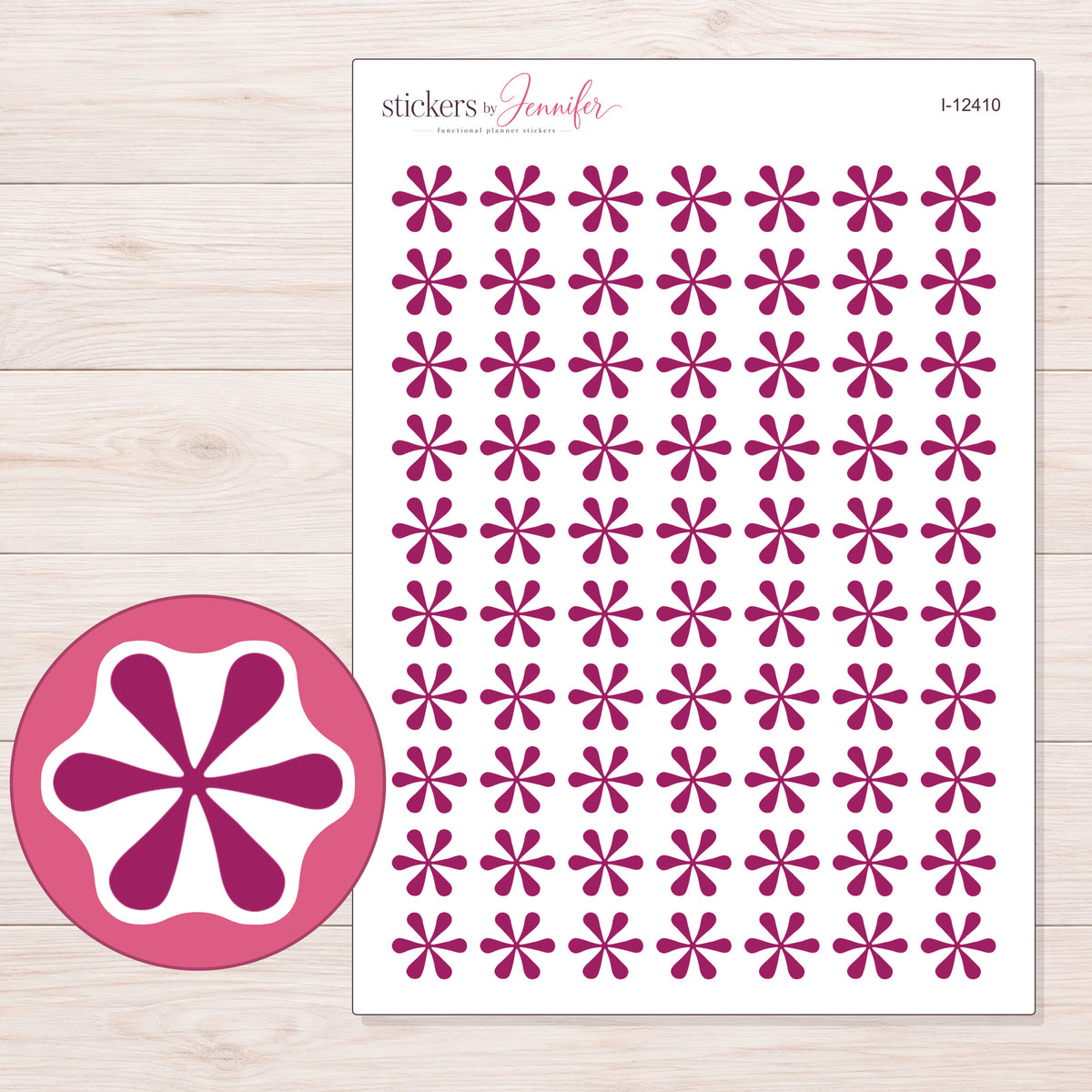 I-12410 planner sticker sheet with enlarged sticker detail