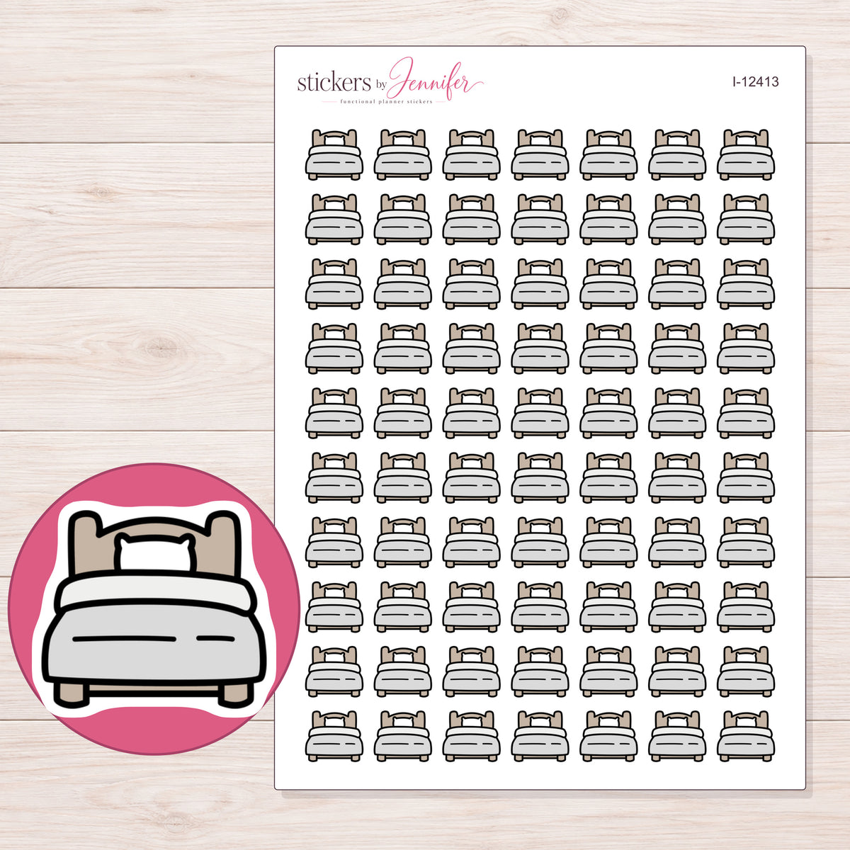 I-12413 planner sticker sheet with enlarged sticker detail