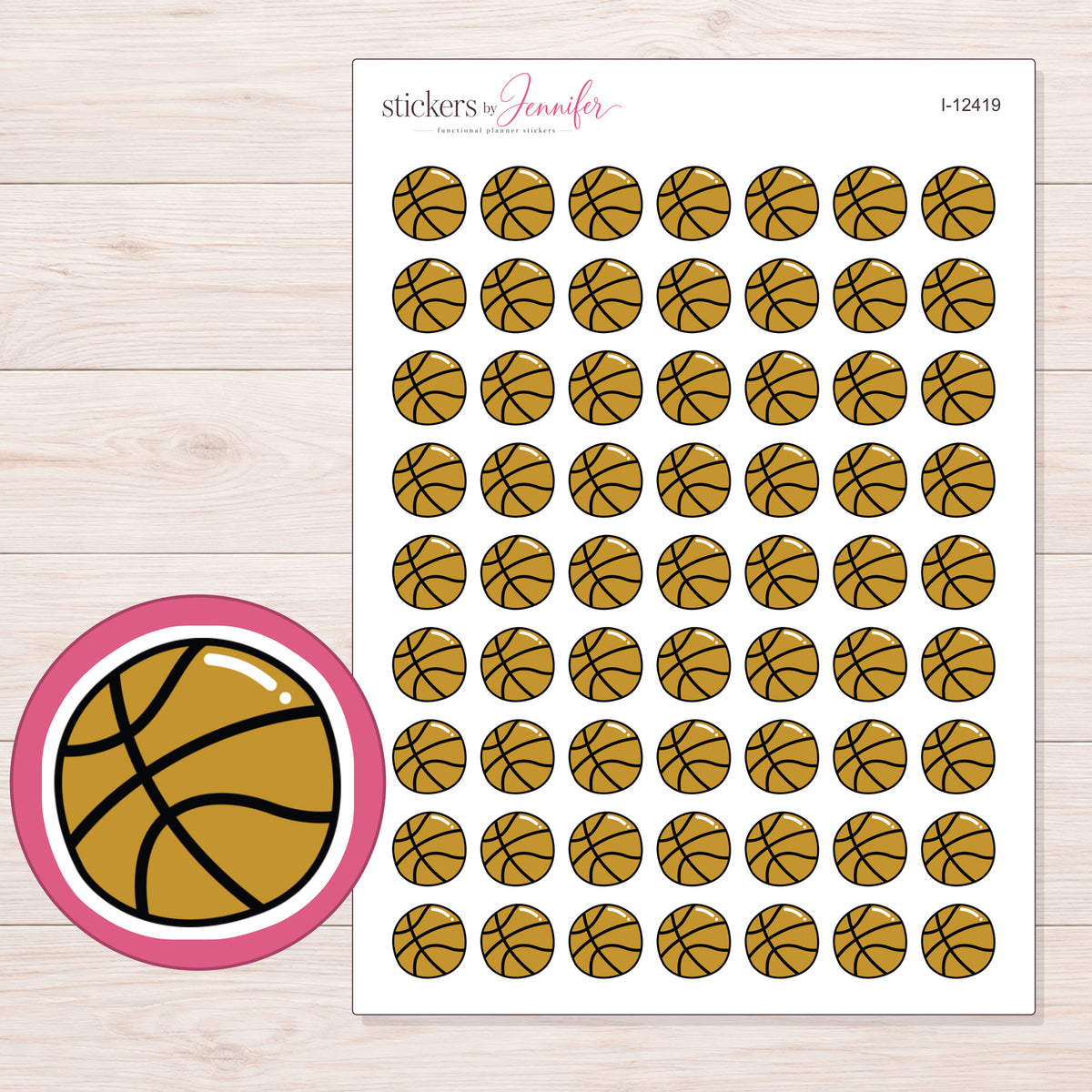 I-12419 planner sticker sheet with enlarged sticker detail