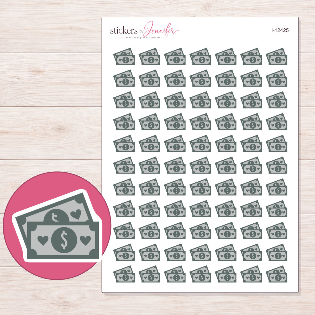 I-12425 planner sticker sheet with enlarged sticker detail