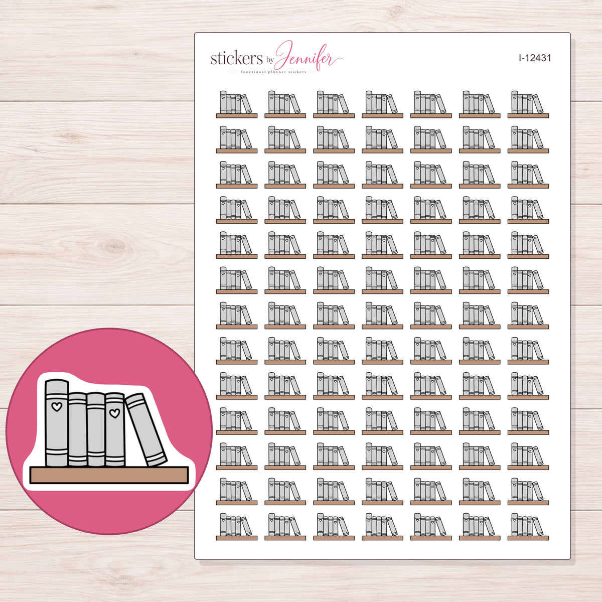 I-12431 planner sticker sheet with enlarged sticker detail
