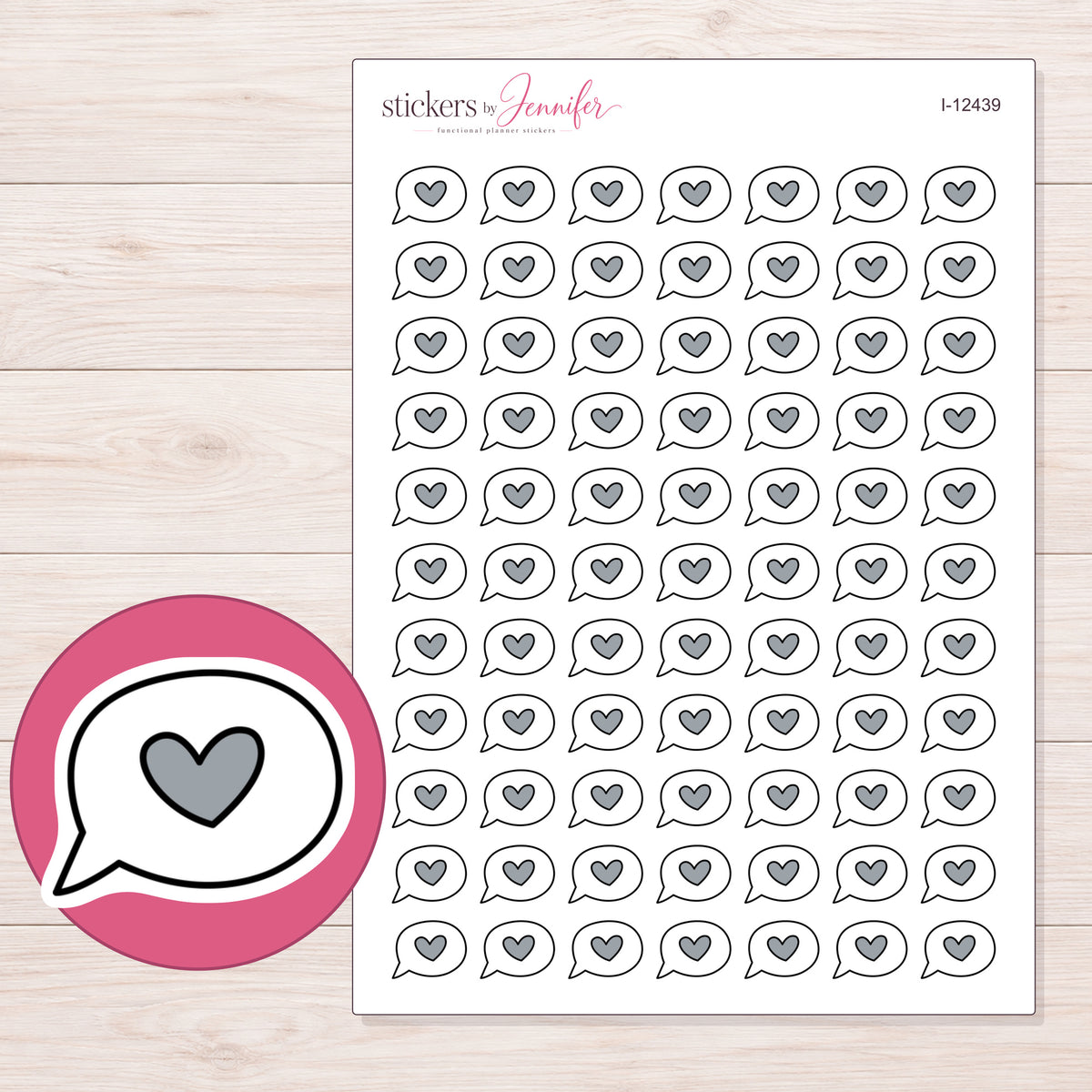 I-12439 planner sticker sheet with enlarged sticker detail