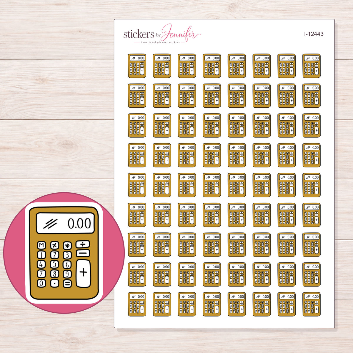 I-12443 planner sticker sheet with enlarged sticker detail
