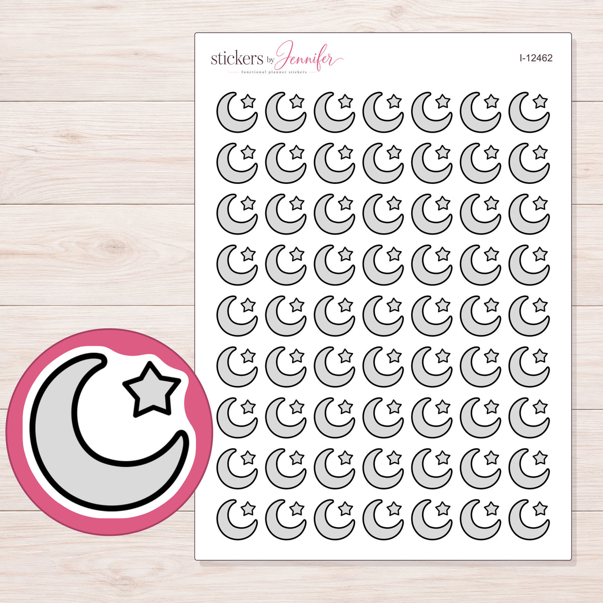 I-12462 planner sticker sheet with enlarged sticker detail