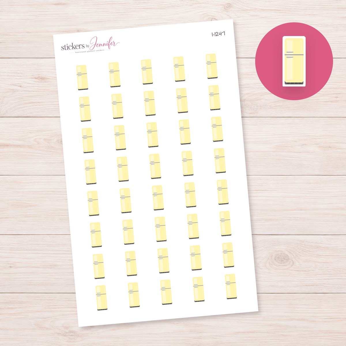 Pale Yellow Refrigerator Planner Stickers | I-1247