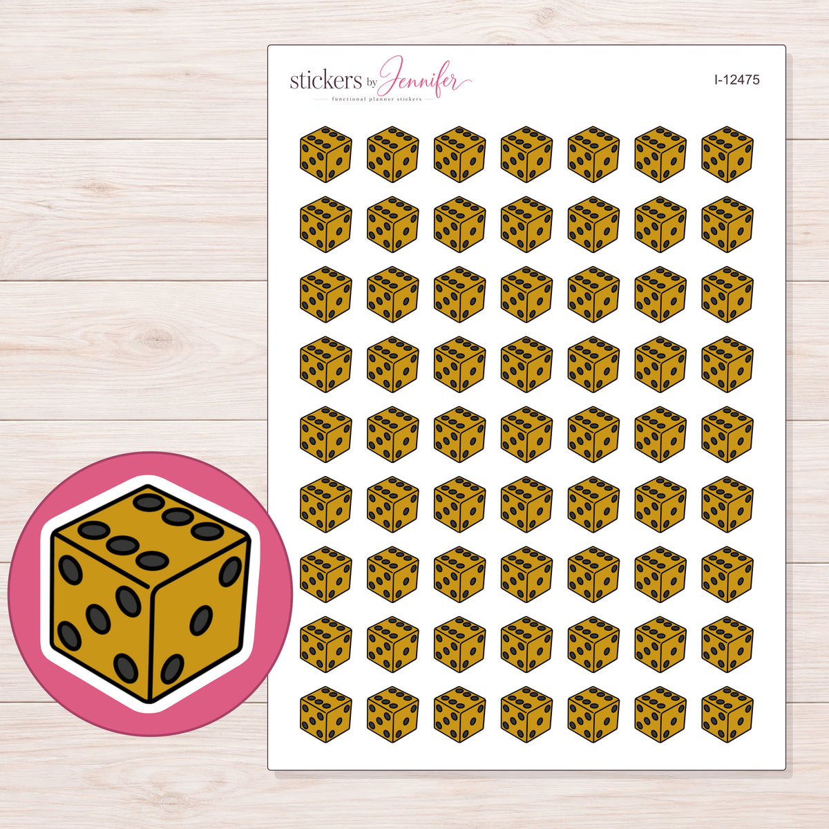 I-12475 planner sticker sheet with enlarged sticker detail