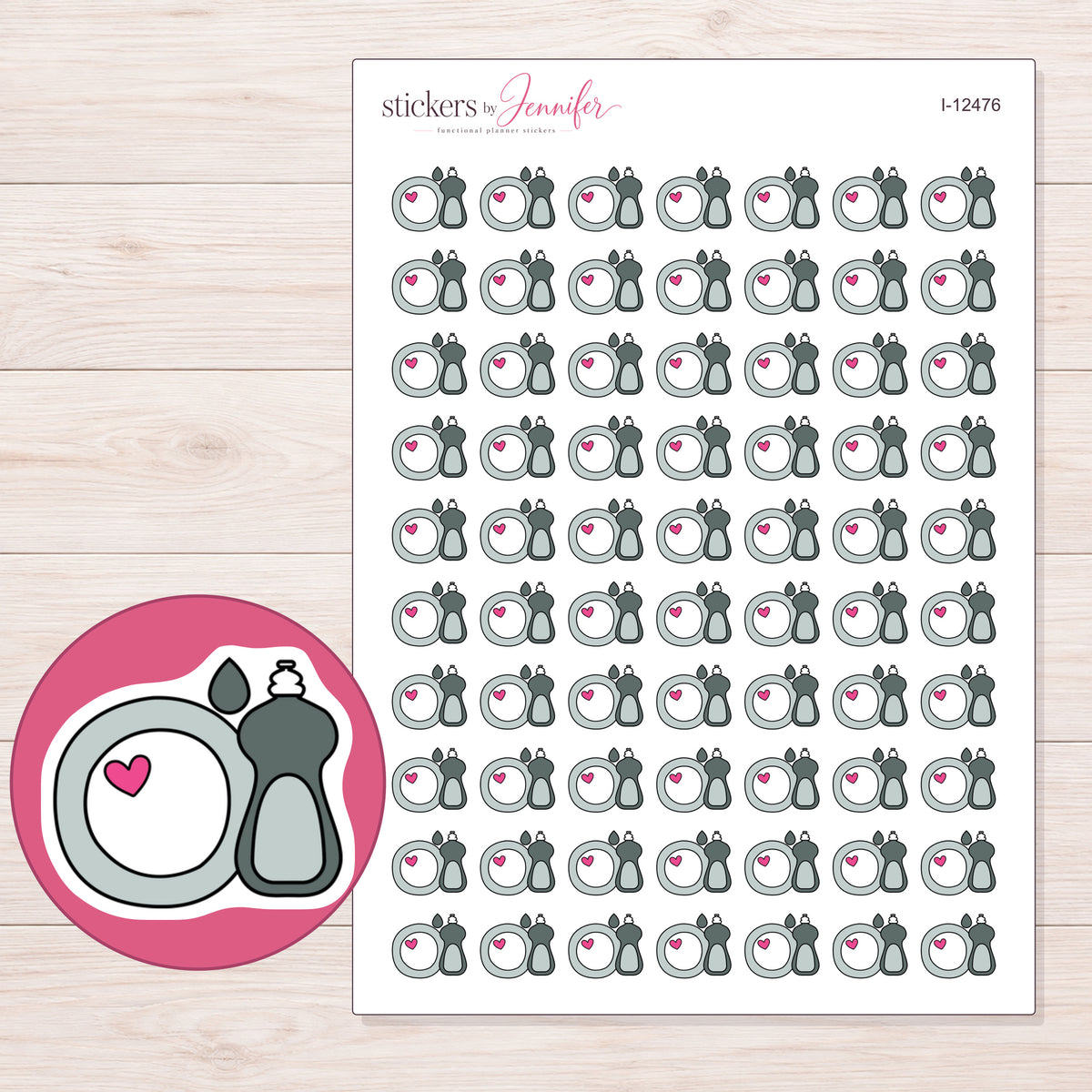 I-12476 planner sticker sheet with enlarged sticker detail