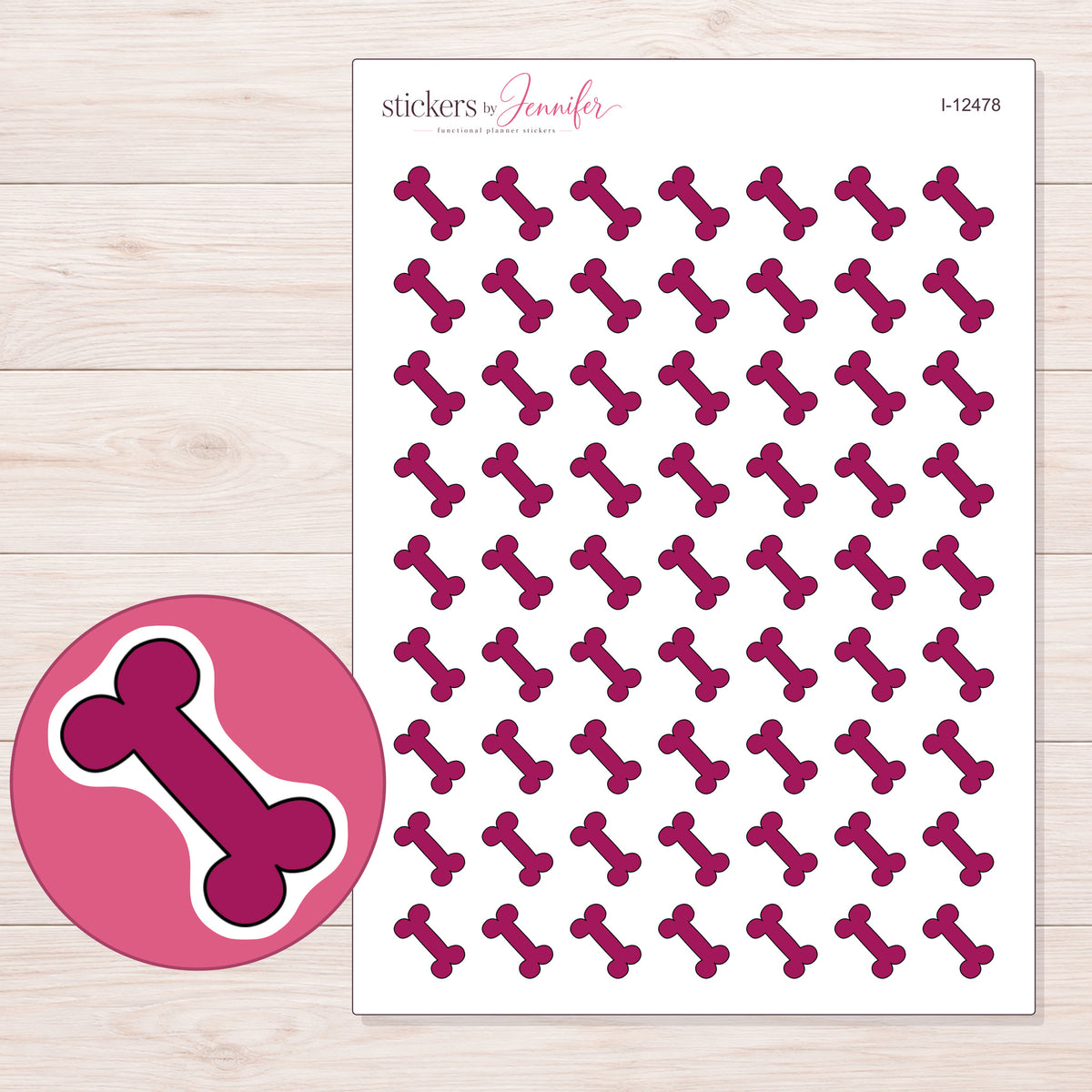 I-12478 planner sticker sheet with enlarged sticker detail
