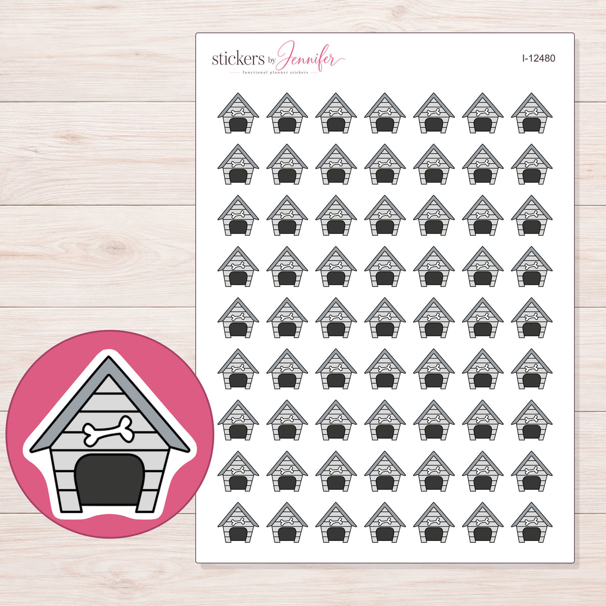 I-12480 planner sticker sheet with enlarged sticker detail