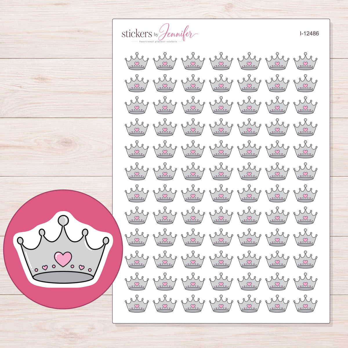 I-12486 planner sticker sheet with enlarged sticker detail