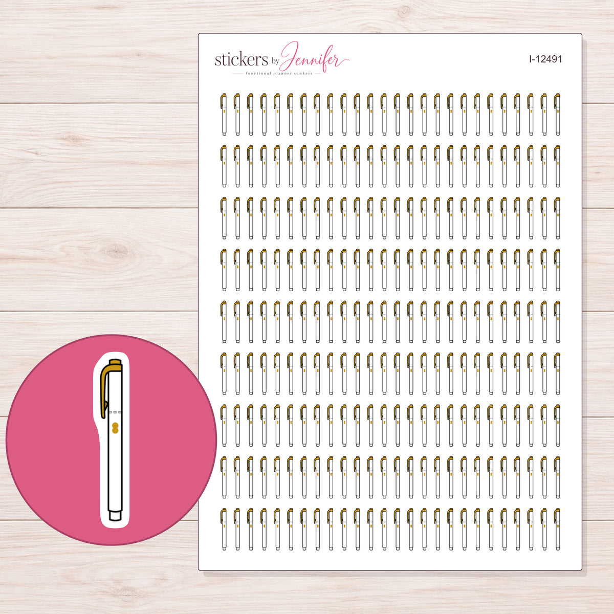 I-12491 planner sticker sheet with enlarged sticker detail