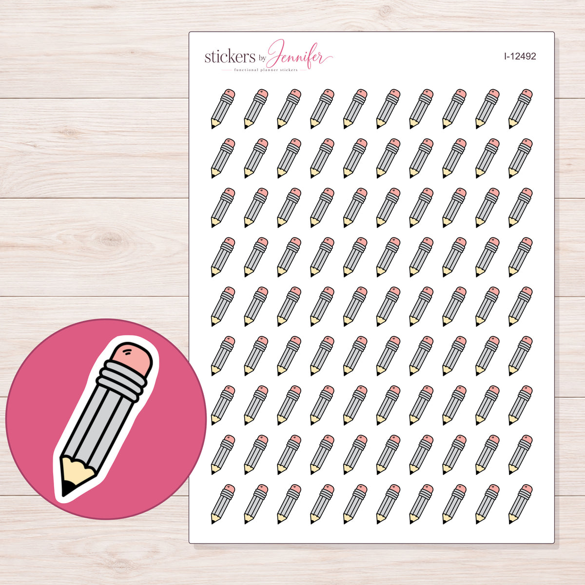I-12492 planner sticker sheet with enlarged sticker detail