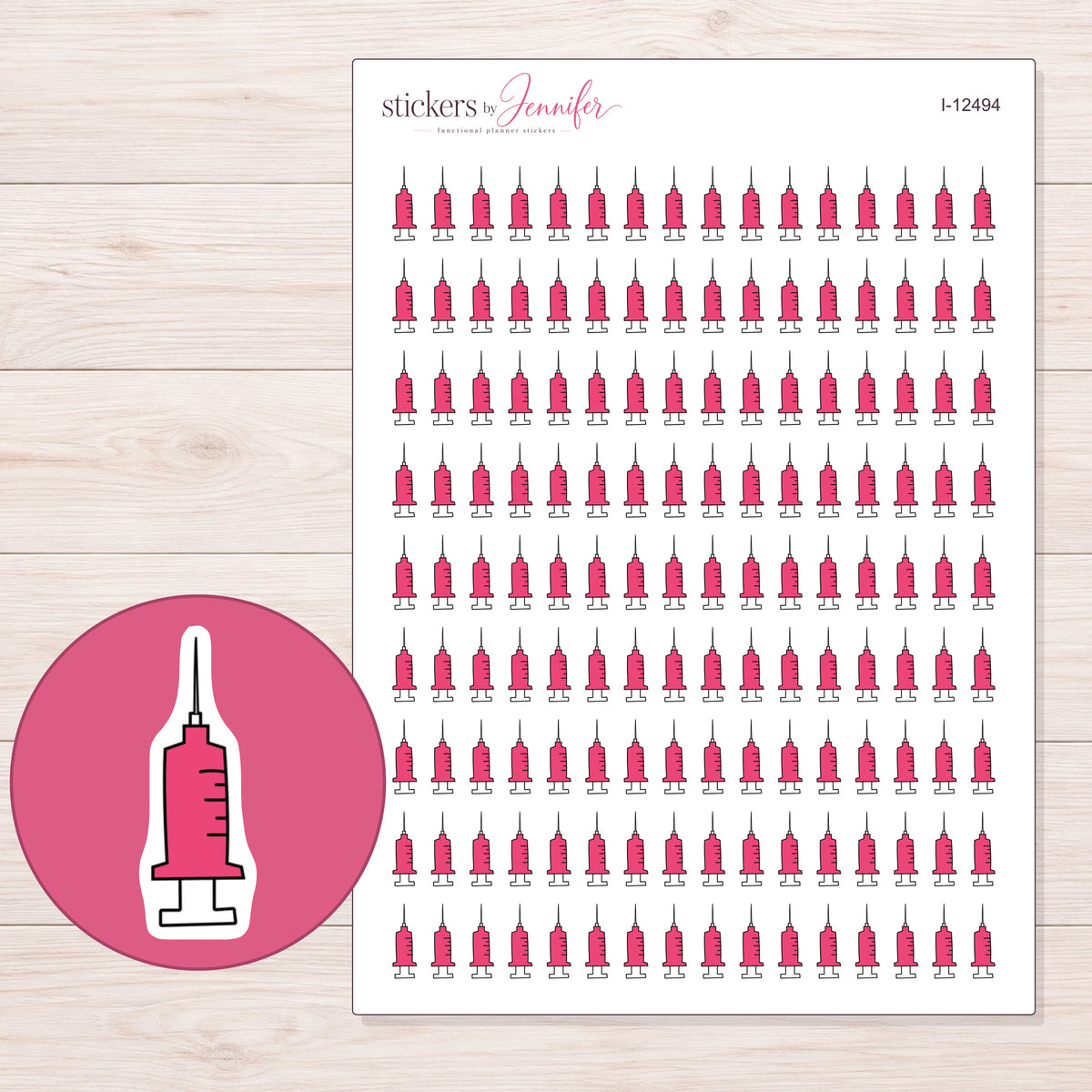 I-12494 planner sticker sheet with enlarged sticker detail