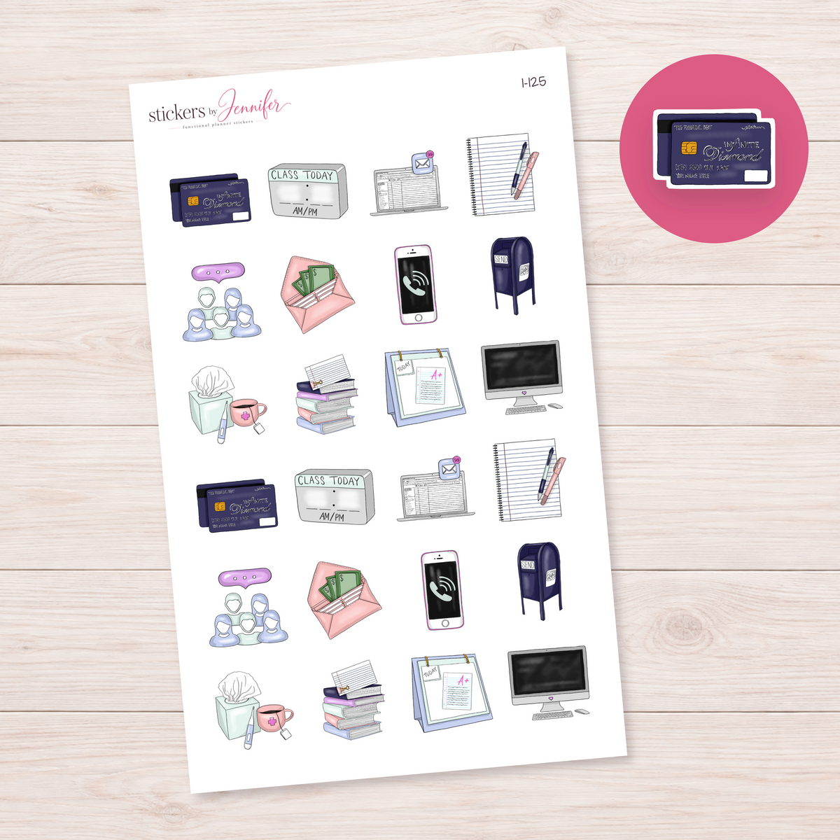 Purple Bank Cards Planner Stickers | I-125