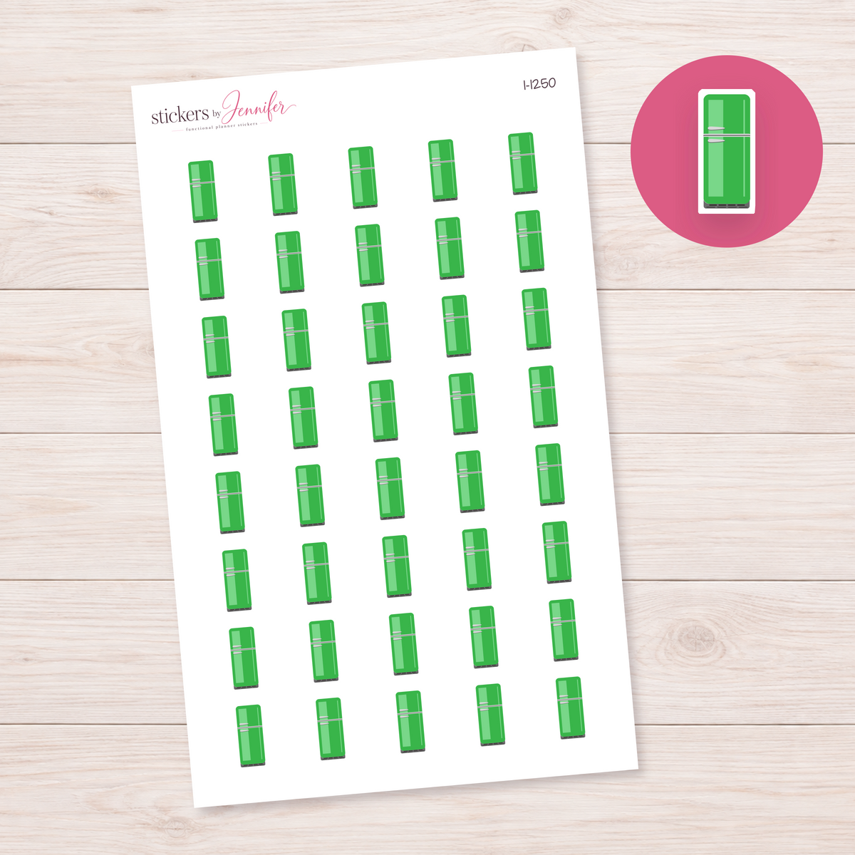 Bright Green Refrigerator Planner Stickers | I-1250