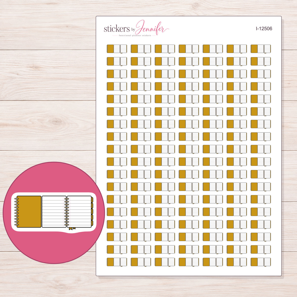 I-12506 planner sticker sheet with enlarged sticker detail