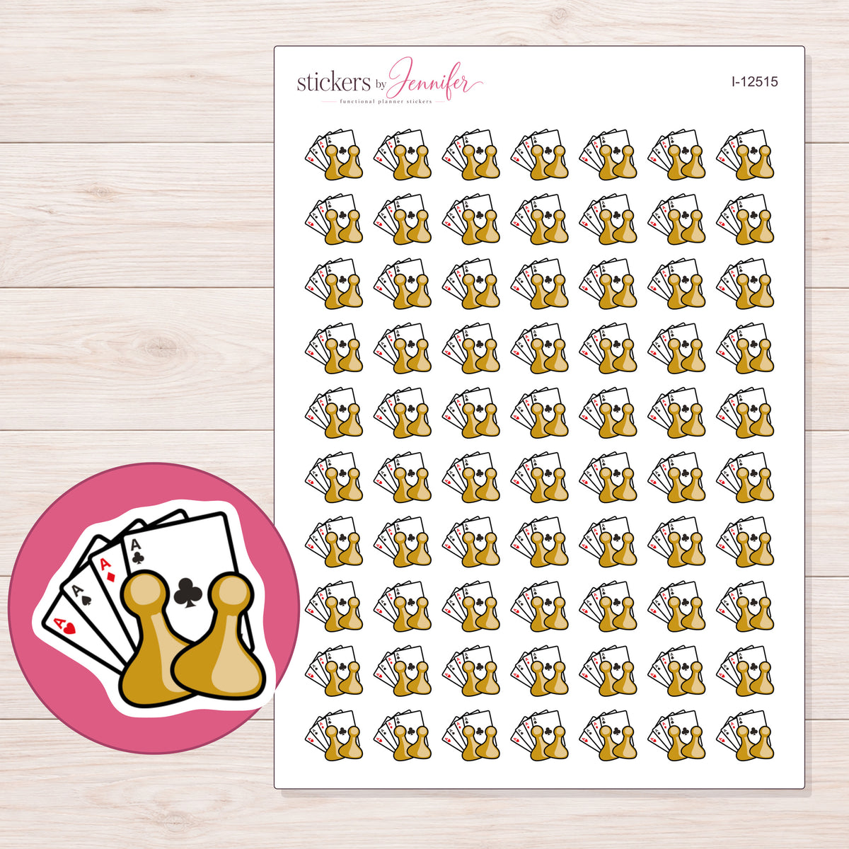I-12515 planner sticker sheet with enlarged sticker detail