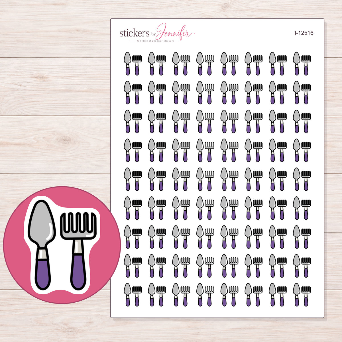 I-12516 planner sticker sheet with enlarged sticker detail