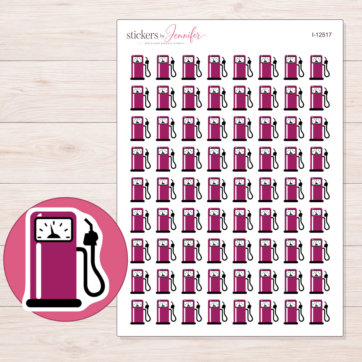 I-12517 planner sticker sheet with enlarged sticker detail