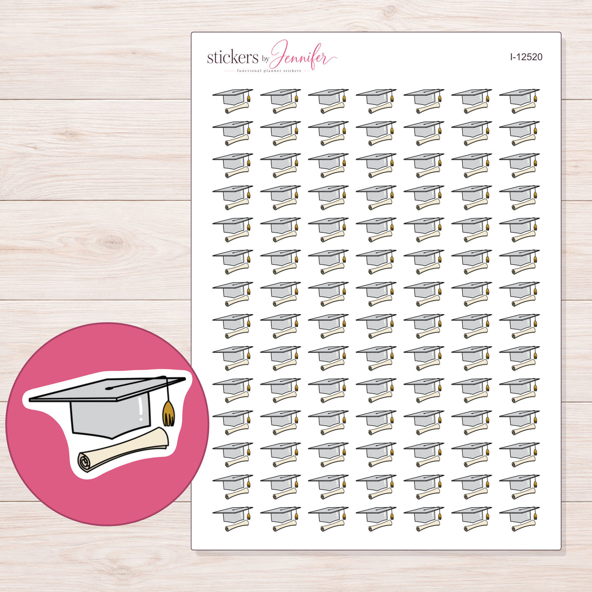 I-12520 planner sticker sheet with enlarged sticker detail