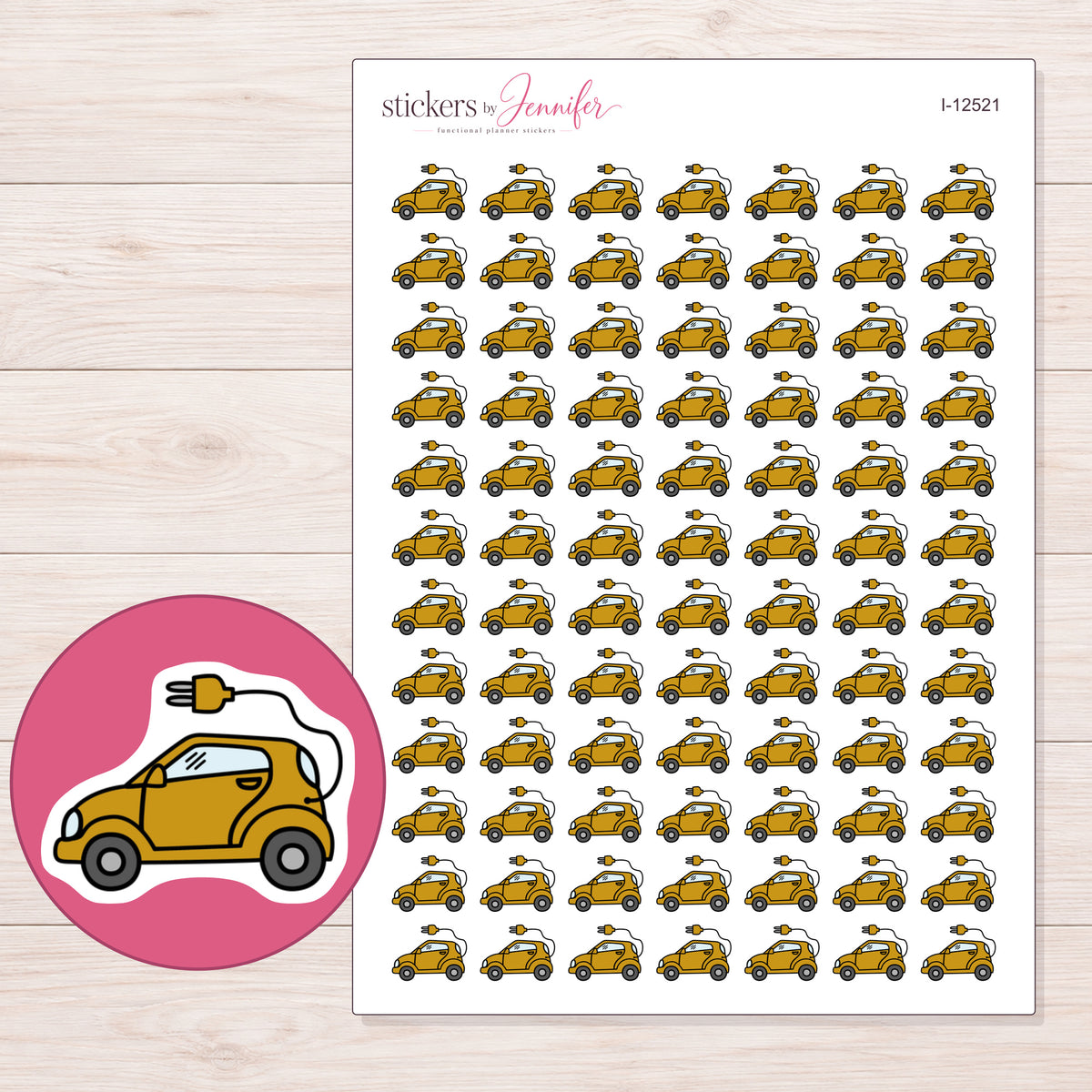 I-12521 planner sticker sheet with enlarged sticker detail
