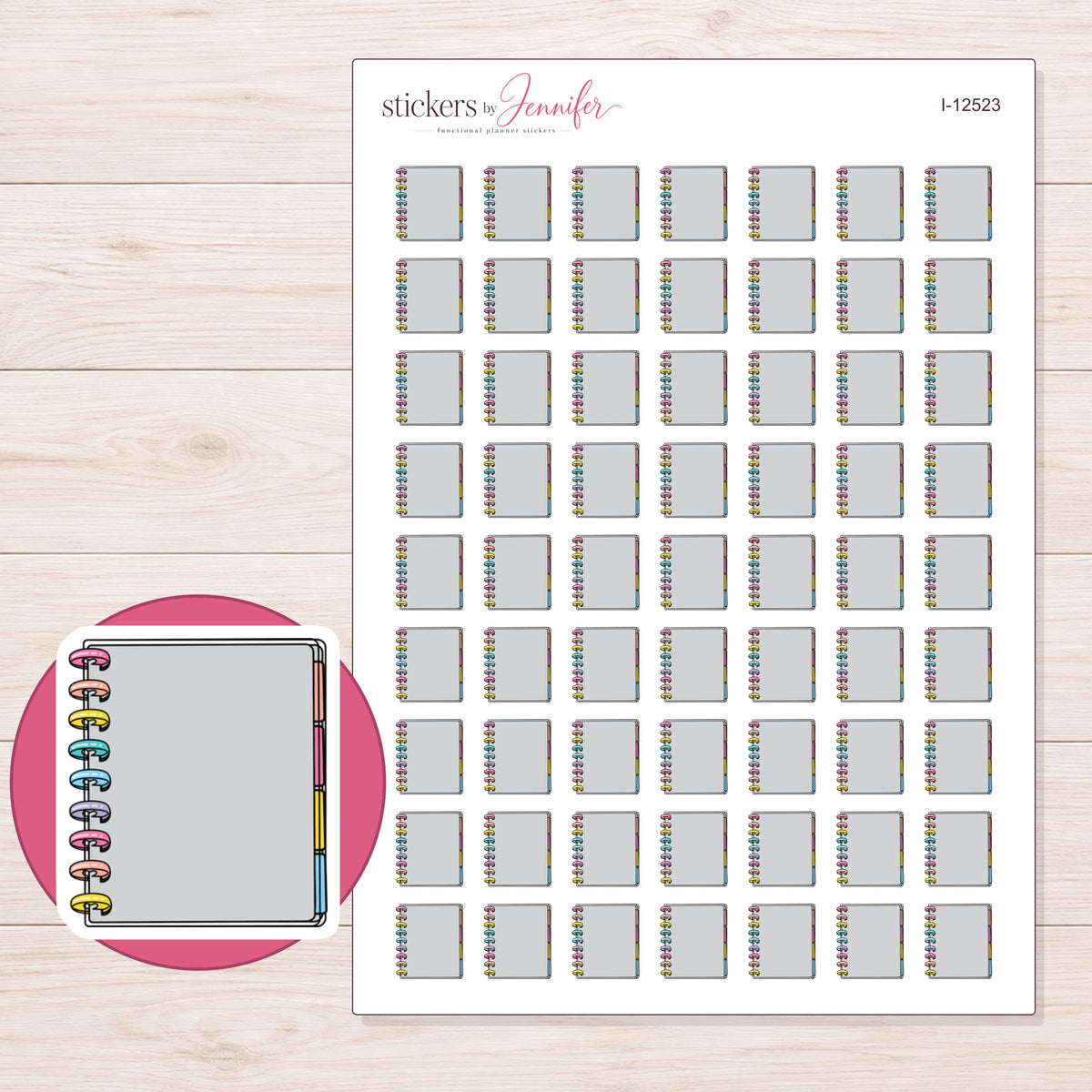 I-12523 planner sticker sheet with enlarged sticker detail
