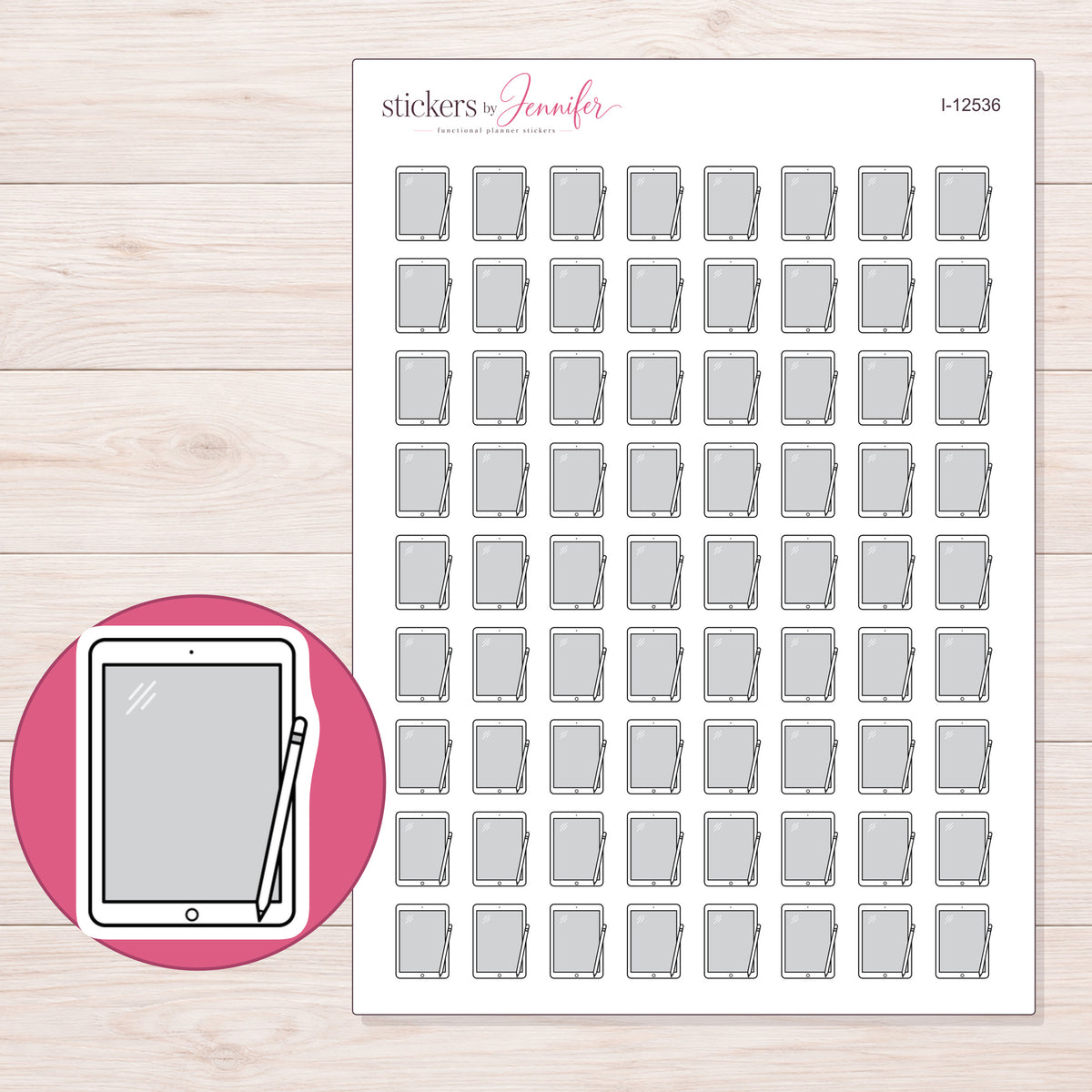 I-12536 planner sticker sheet with enlarged sticker detail
