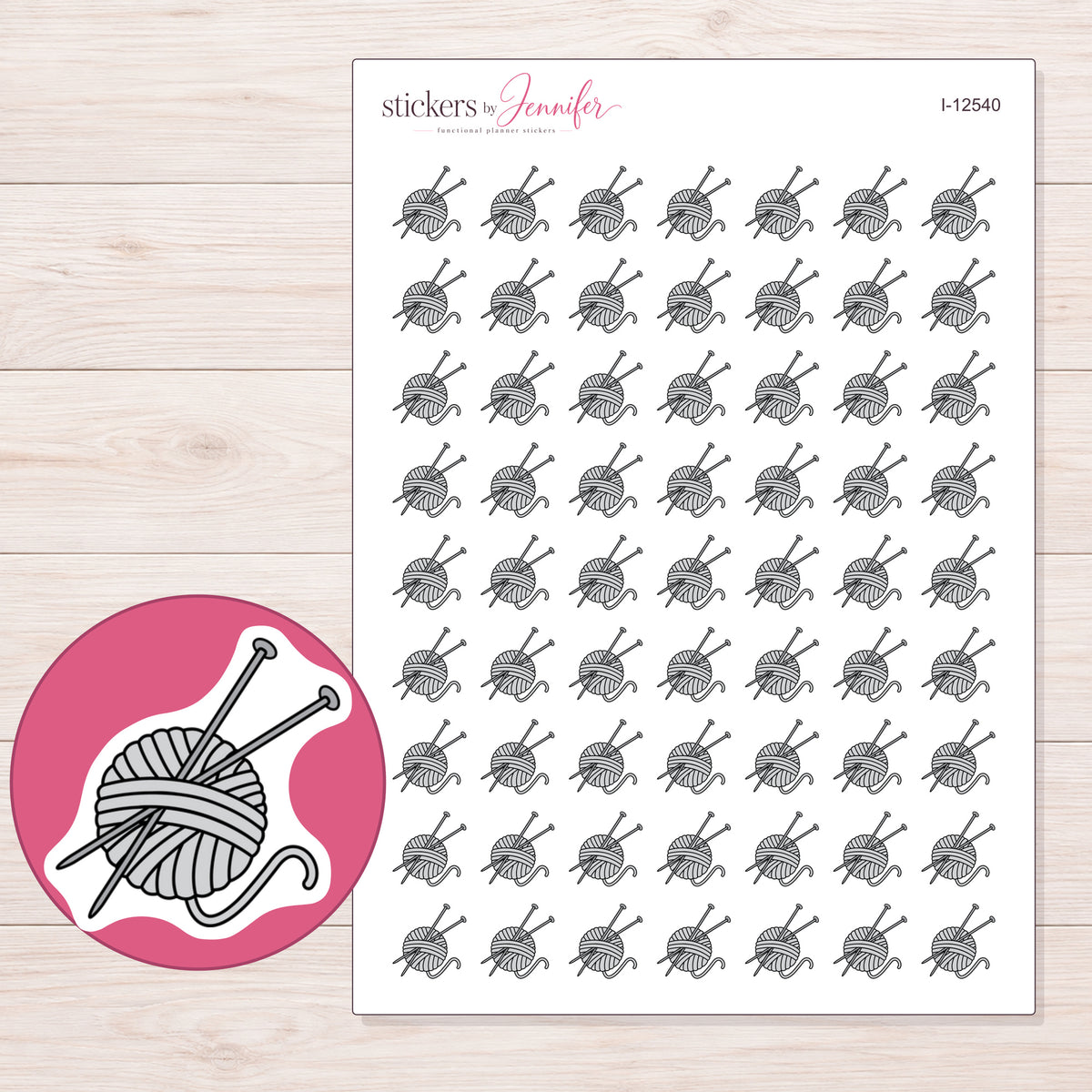 I-12540 planner sticker sheet with enlarged sticker detail