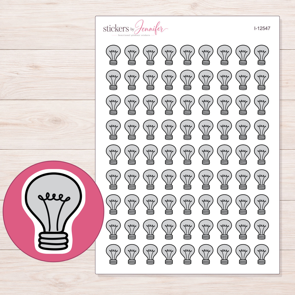 I-12547 planner sticker sheet with enlarged sticker detail