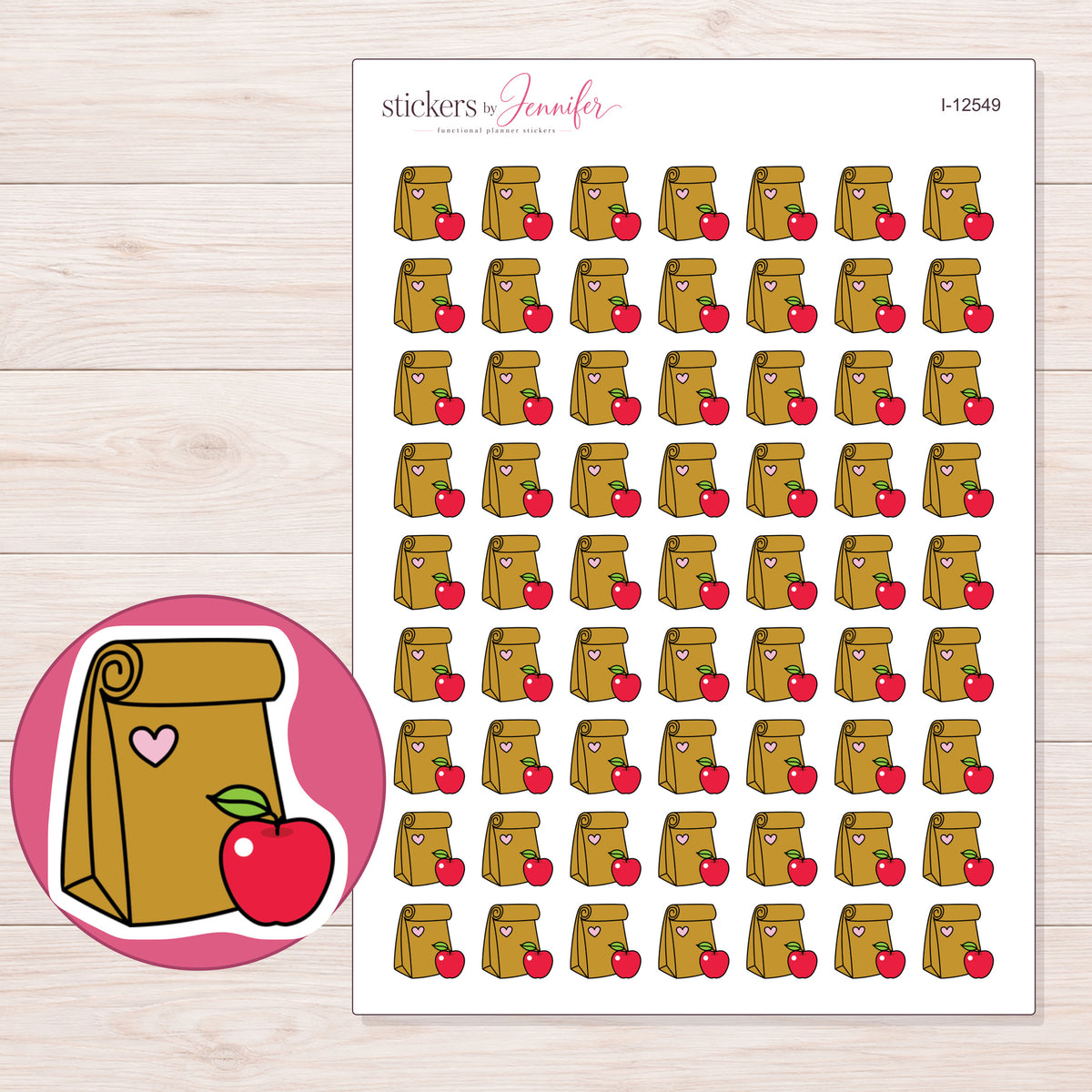 I-12549 planner sticker sheet with enlarged sticker detail