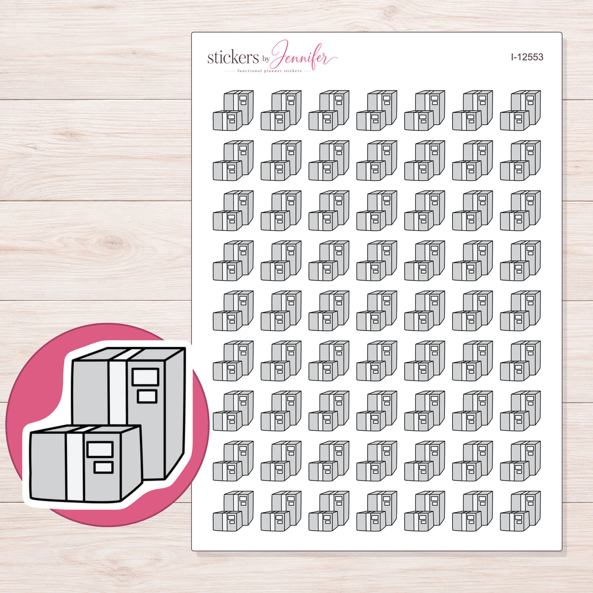 I-12553 planner sticker sheet with enlarged sticker detail