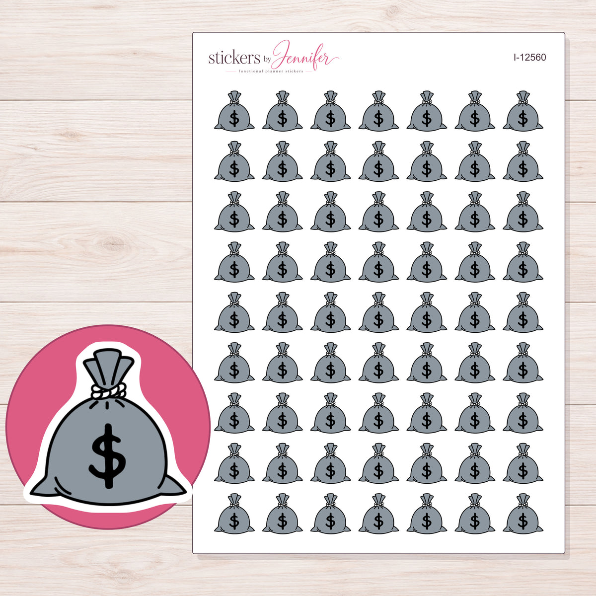 I-12560 planner sticker sheet with enlarged sticker detail