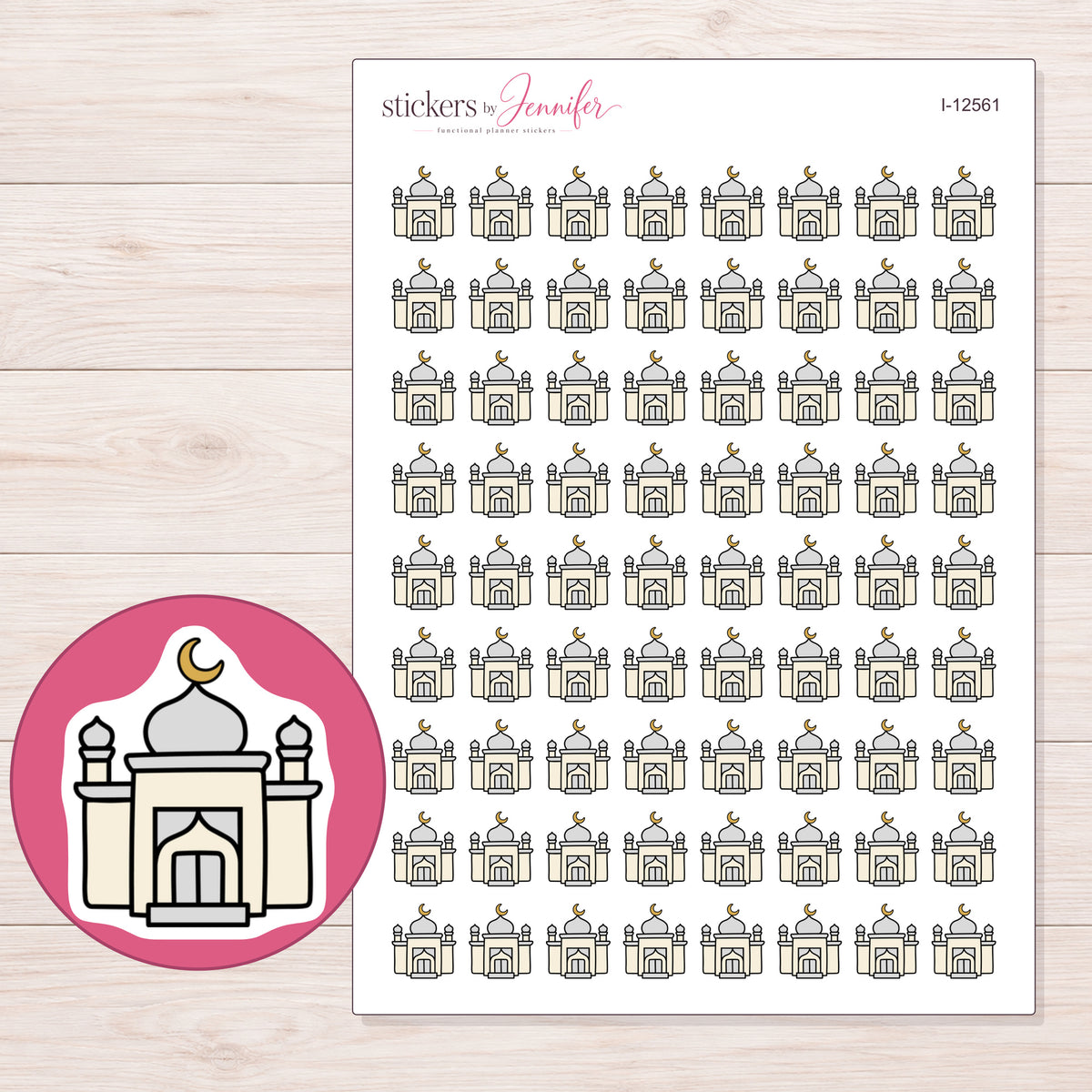 I-12561 planner sticker sheet with enlarged sticker detail