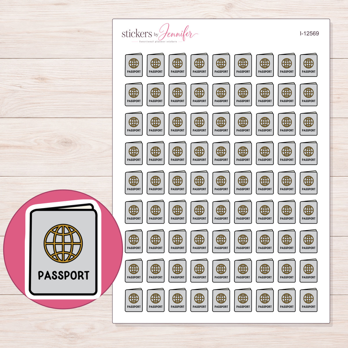 I-12569 planner sticker sheet with enlarged sticker detail