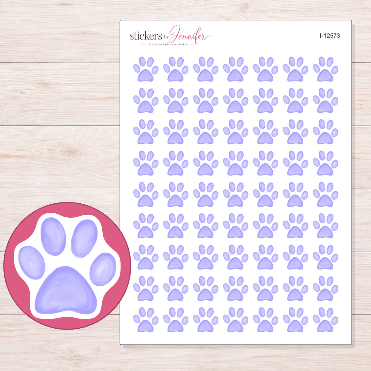I-12573 planner sticker sheet with enlarged sticker detail