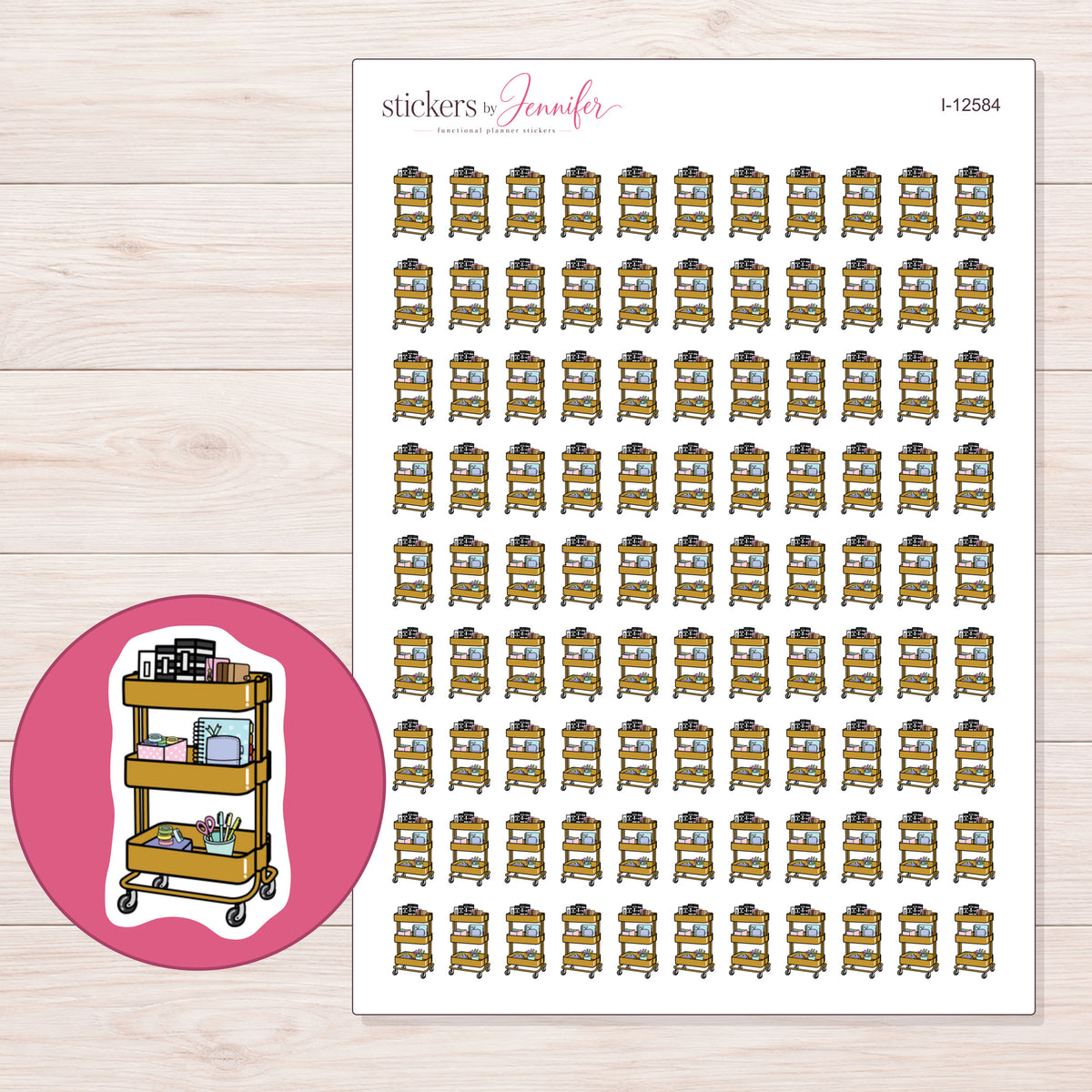 I-12584 planner sticker sheet with enlarged sticker detail