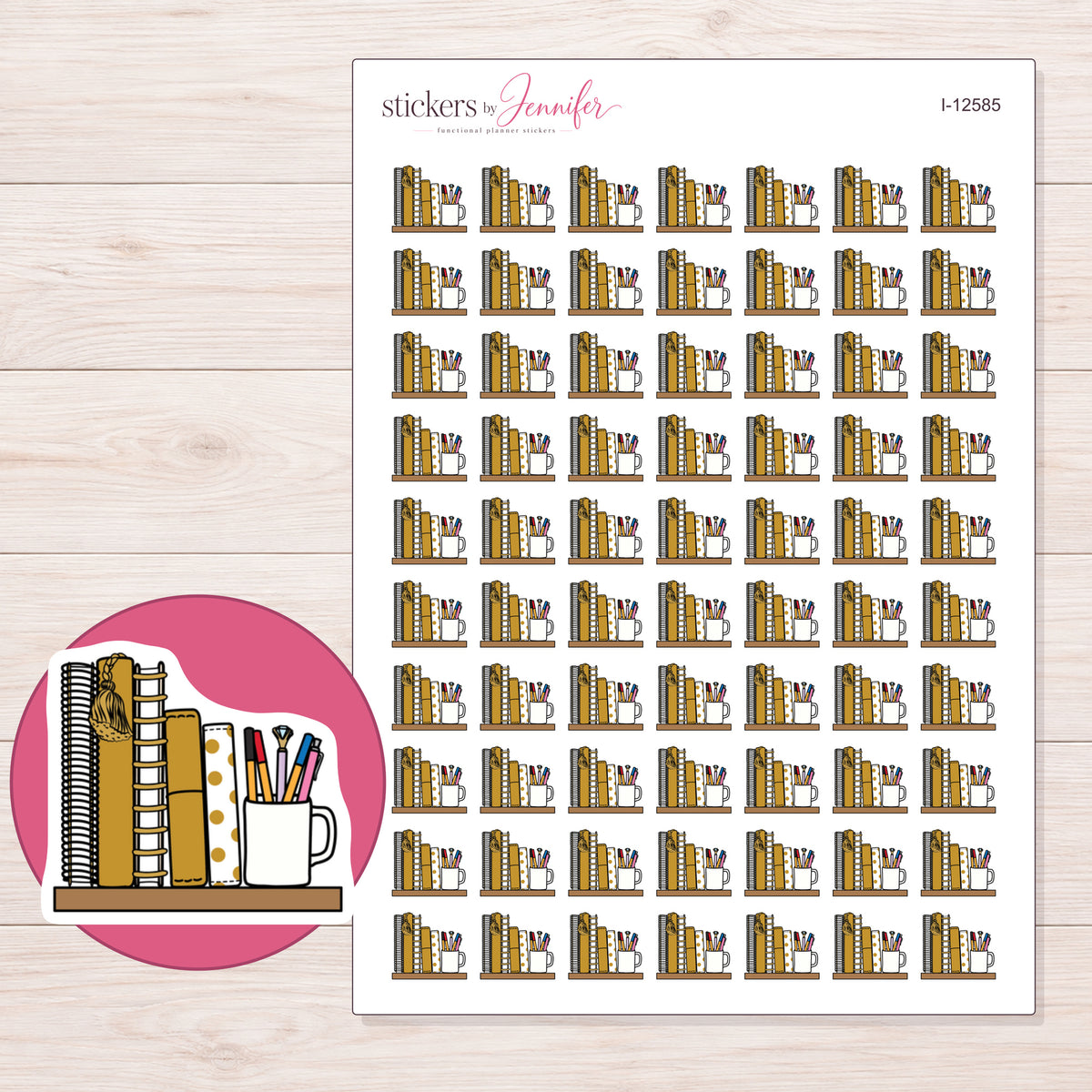 I-12585 planner sticker sheet with enlarged sticker detail