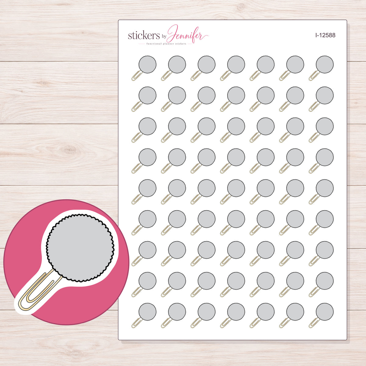 I-12588 planner sticker sheet with enlarged sticker detail
