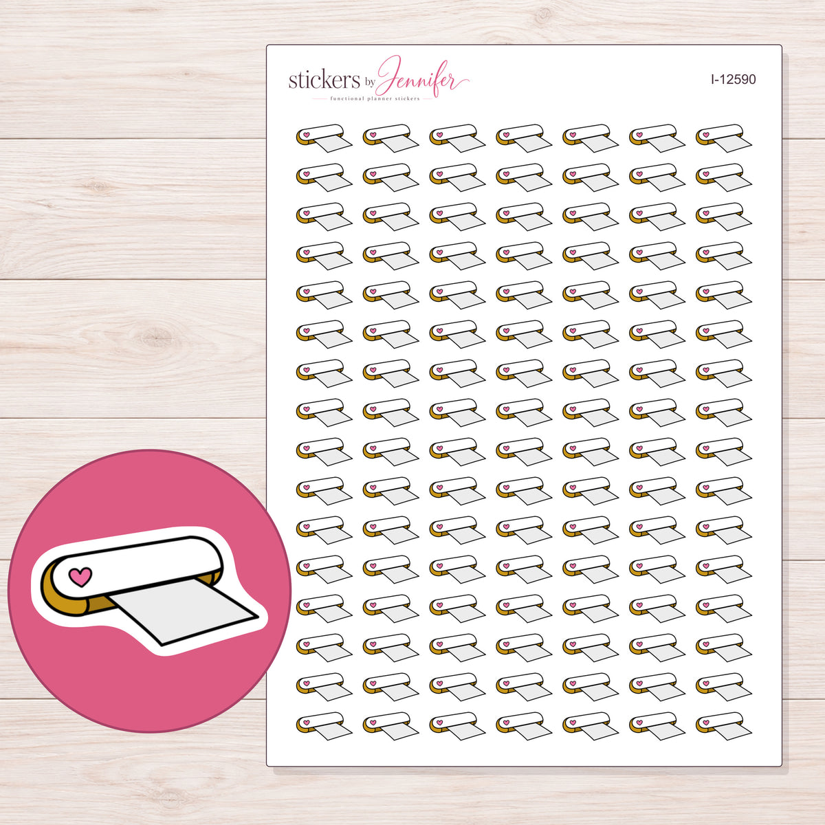 I-12590 planner sticker sheet with enlarged sticker detail