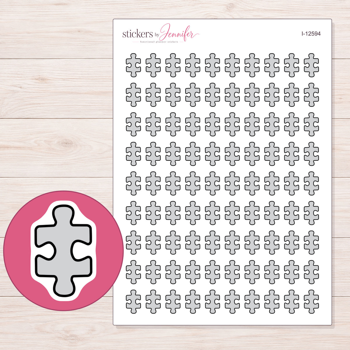 I-12594 planner sticker sheet with enlarged sticker detail