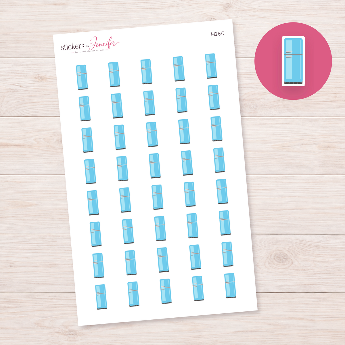 Sky Blue Refrigerator Planner Stickers | I-1260