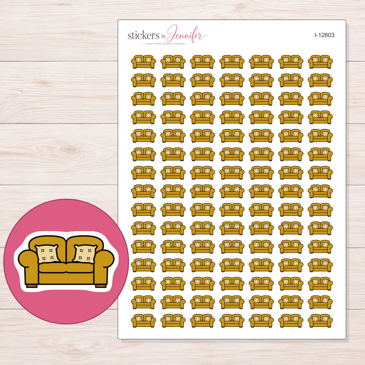I-12603 planner sticker sheet with enlarged sticker detail
