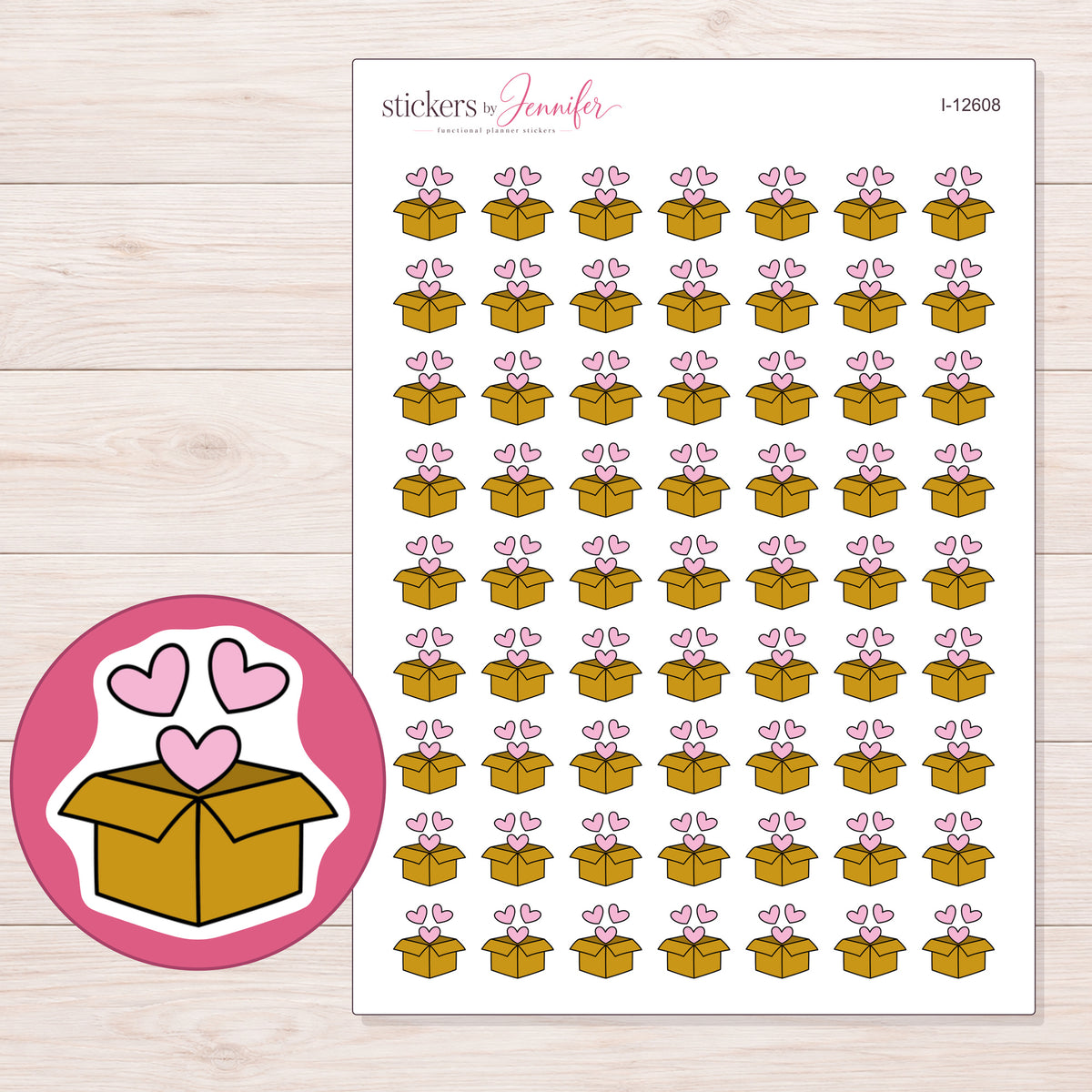 I-12608 planner sticker sheet with enlarged sticker detail