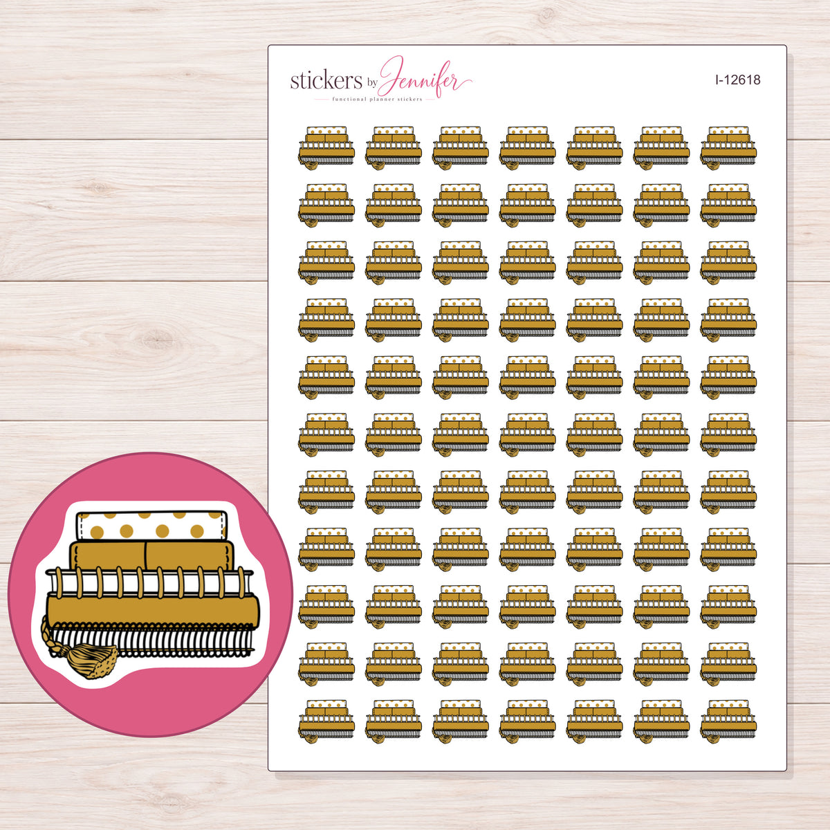 I-12618 planner sticker sheet with enlarged sticker detail