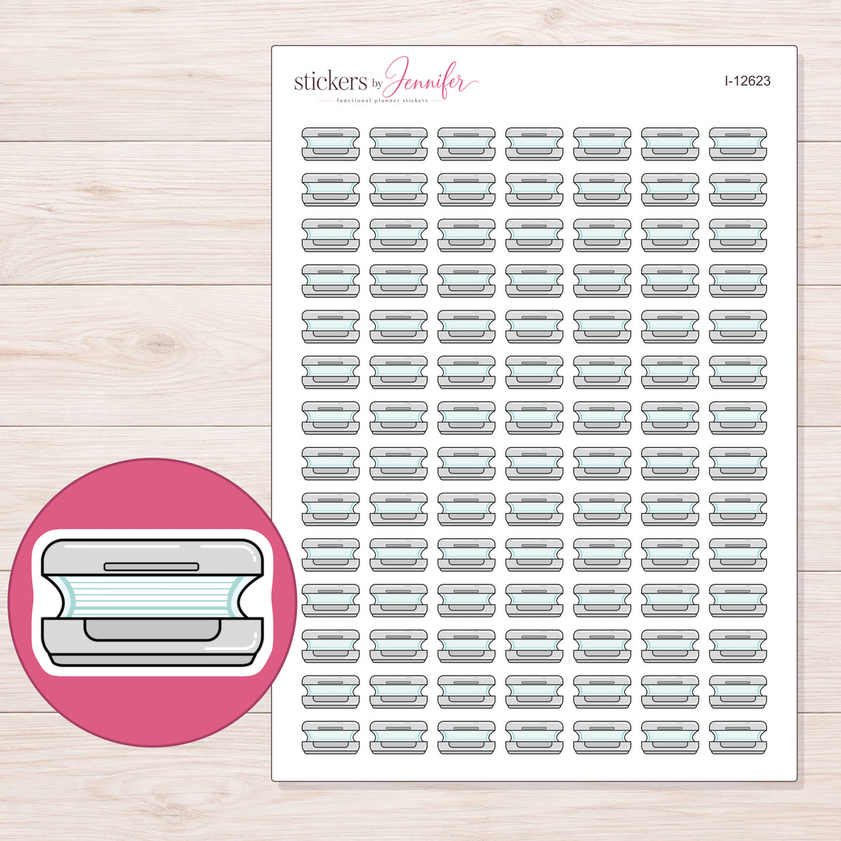 I-12623 planner sticker sheet with enlarged sticker detail